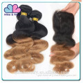 7A Chinese Virgin Hair Body Wave Weft With Closure 5 bundles Ombre Color Two Tone Human Hair Wave With Lace Closure